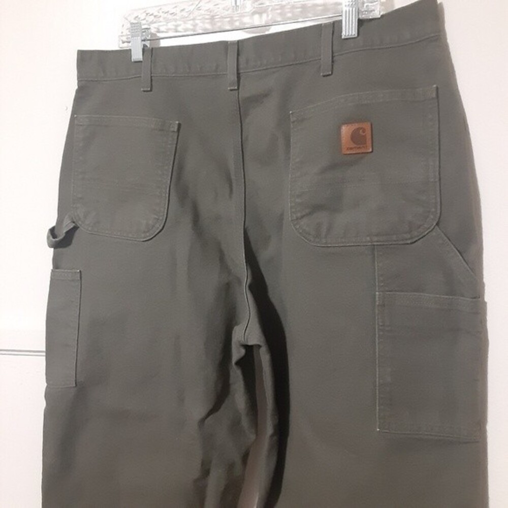 Carhartt Jeans Khaki Green Canvas Carpenters Pants Mens 40X34